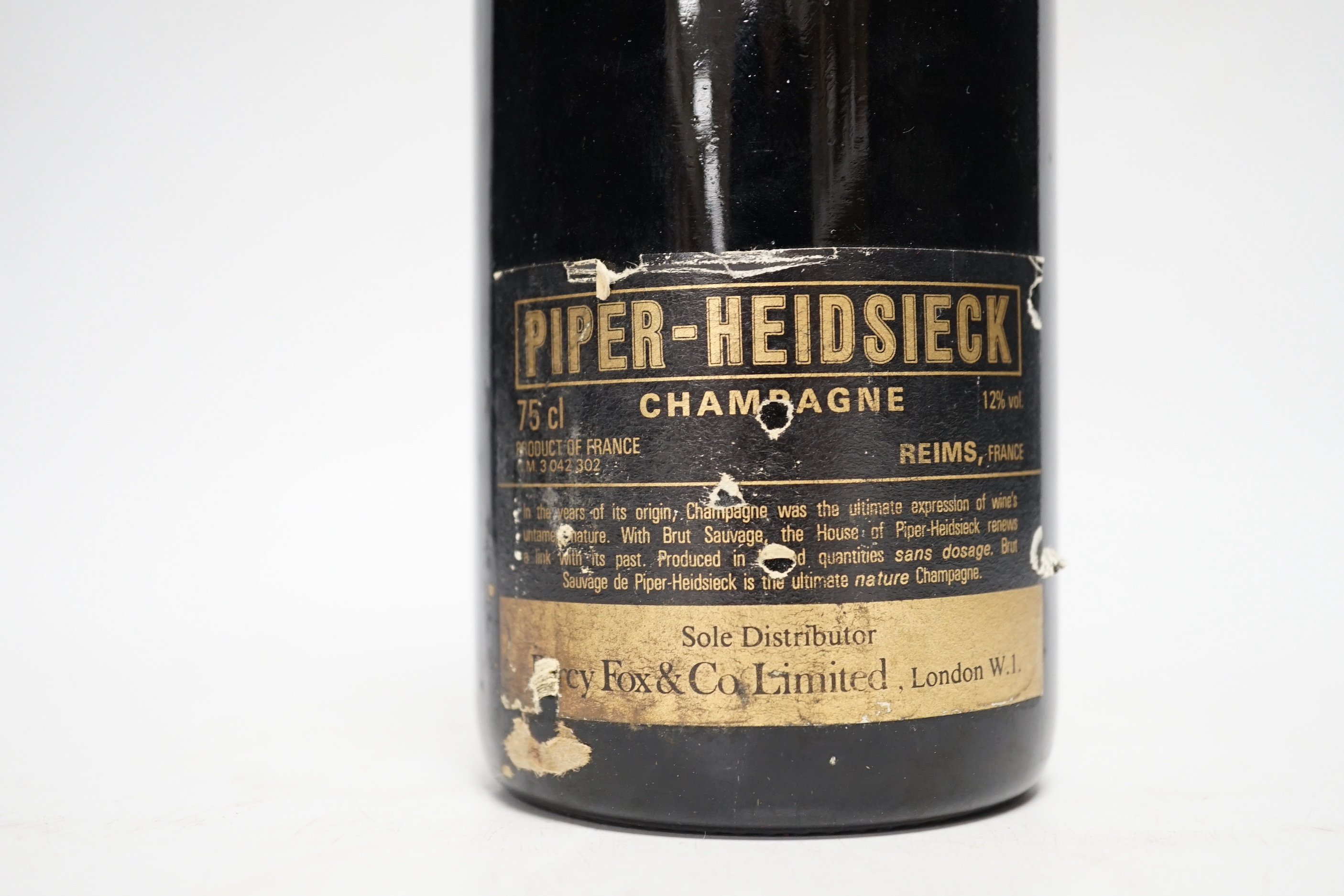 One bottle of Piper-Heidsieck Sauvage champagne, 1979